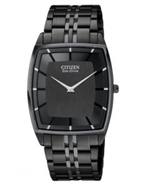 Handsome and muted, this black-on-black Eco-Drive Stiletto watch by Citizen makes a strong statement.