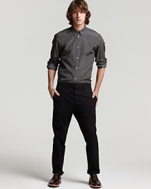 A sleek, luxe take on the classic shirt in silk with a handsome, trend-right pattern.