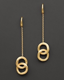 Interlocking circles swing from 18K gold chains. From the Jaipur collection.