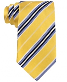 Smart stripes on this Donald J. Trump silk tie keep you stylish without trying.