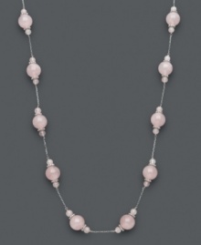 Ladylike loveliness. Show your sweet side with this sophisticated necklace with rose quartz beads (4-10 mm). Set in sterling silver. Approximate length: 18 inches.