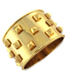 It's the studs stand out on this cuff bracelet from Vince Camuto. Crafted from gold-tone mixed metal, the glistening bracelet lights up the night. Approximate diameter: 3-1/2 inches.