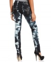 A bold tie-dye wash and rhinestone & stud embellishments make these Miss Me skinny jeans perfect for a rock-chic look!