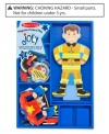 Whatever role he's playing, Joey can be suitably attired! Whether it's a police officer, a super hero, a knight, fireman, a construction worker or a pirate, he is ready for adventure at a moment's notice. This set includes a magnetic wooden dress-up figure with a wooden stand and magnetic clothing pieces for pretend play!