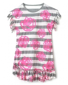 Flowers By Zoe Girls' Stripe Fringe Tunic - Sizes 4-6X