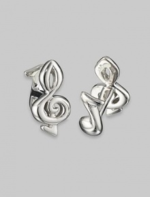 A lyrical way to accent a dress shirt, whatever music genre you prefer, sculpted in polished sterling silver. Treble clef front, about 1L Note t-back Made in USA