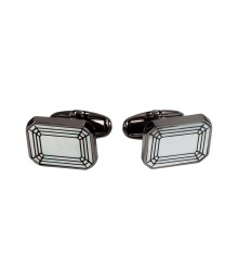 Inject modern-vintage style into your formal look with these faceted cufflinks from Paul Smith - Faceted gunmetal-toned frames with web pattern - Pair with a sleek suit and a solid button-down