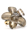 Bold and brilliant, this flower-shaped cocktail ring flaunts translucent black faceted glass, for dramatic style that adds pop to any outfit, from jeans to a little black dress. By kate spade new york.