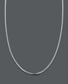 A delicate accent or the perfect home for your favorite pendant. Box chain crafted in sterling silver. Approximate length: 18 inches.