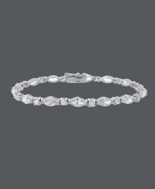 Define your look with simple elegance. B. Brilliant's sparkling bracelet features round and marquise-cut cubic zirconias (8-1/2 ct. t.w.) set in sterling silver. Approximate length: 7-1/4 inches.