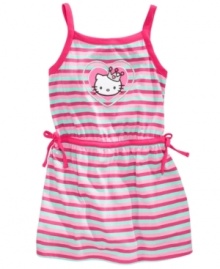 Double meaning. She'll be cool in more ways than one in this stylish Hello Kitty summer dress with shorts underneath for cover.