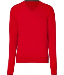 Classically sophisticated, this slim wool-blend pullover from Michael Kors is sure to be a new season staple - V-neck, long sleeves, ribbed hem and cuffs, slim fit - Pair with slim jeans, chinos, or corduroys