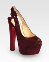 An alluring silhouette rendered in fine Italian suede with an adjustable slingback strap, hidden platform and timeless peep toe. Self-covered heel, 6 (150mm)Hidden platform, 2½ (65mm)Compares to a 3½ heel (90mm)Suede upperPeep toeAdjustable slingback strapLeather liningSignature red leather solePadded insoleMade in Italy