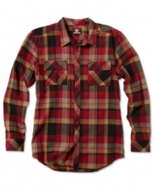 Get checked out in this cool looking plaid shirt by Quiksilver.