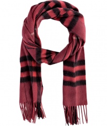 Finish your look on an iconic note with Burberry Londons giant check scarf, detailed in brushed cashmere for luxuriously cozy results - Fringing at both ends - Wear inside over bright knit sweaters, or outdoors over classic coats with leather gloves