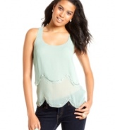 Soft, swooping scallops add sweet character to this delightfully feminine top from 6 Degrees.