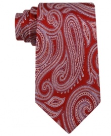 Polished paisley adds a finishing touch with this silk tie from Michael Kors.