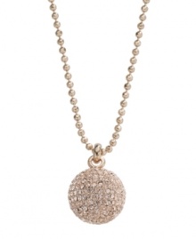 Are you ready for the dance floor? Michael Kors disco ball-inspired pendant features a Czech crystal fireball and trendy long chain set in rose gold tone mixed metal. Approximate length: 32 inches. Approximate drop: 3/4 inch.