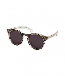 Handmade in France with wild animal print frames, NYC sunglass star brand Illestevas Leonard 2 sunnies are a cool choice for all four seasons - Animal print frames, clear handles, charcoal lenses, comes with a logo-embossed brown leather hard carrying case and logo printed microfaser drawstring pouch - 100% UV Protection - Wear with everything from biker jackets and jeans to fun summer dresses