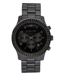 Black on black. Michael Kors goes to the dark side with this Blackout watch.