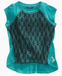 Lovely lace. The front of this cute top from Baby Phat complements her dainty look, with soft lace accents for style.