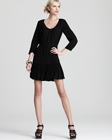 Joie puts an ultra-flirty spin on the classic LBD with an abbreviated flouncy skirt.