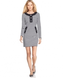 Get a classic nautical look with this chic petite striped dress from MICHAEL Michael Kors! (Clearance)