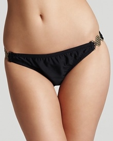 A tonal geometric print covers this sleek swim bottom from Shoshanna. Made to match the black top, sold separately.