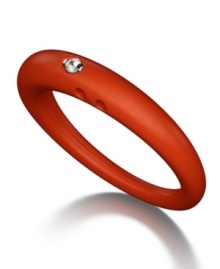 Stackable style with a hint of sparkle! DUEPUNTI's unique ring is crafted from orange-hued silicone with a round-cut diamond accent. Ring Size Small (4-6), Medium (6-1/2-8) and Large (8-1/2-10).