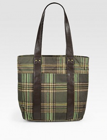 Perfectly sized carryall roomy enough to tote all of your essentials, in plaid-printed vegan leather.Zip closureDouble top handlesInterior zip pocketFully linedPolyurethane13W x 14H x 5DImported