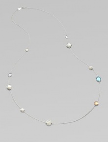 From the Wonderland Collection. A delicate silver chain is sprinkled with faceted round stones, including colorful quartz-layered doublets, iridescent mother-of-pearl and radiant clear quartz.Mother-of-pearl and clear quartzSterling silverLength, about 40Lobster claspImported