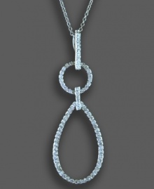 Glittering round-cut diamonds (3/8 ct. t.w.) rain down from this gorgeous necklace with a circle and teardrop pendant. From Effy Collection, set in 14k white gold. Approximate length: 18 inches. Approximate drop: 1-1/2 inches.