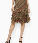 Lauren by Ralph Lauren's breezy silk georgette construction is enlivened with a bold allover striped pattern.