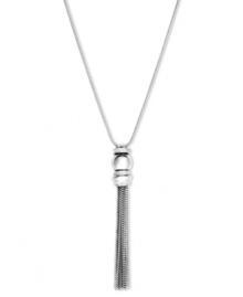 Understated elegance. Nine West offers this pendant tassel necklace, crafted from silver tone mixed metal, as the perfect style complement for any occasion. Approximate length: 32 inches. Approximate drop: 4 inches.