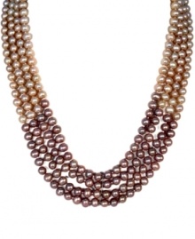 Contemporary and chic. EFFY Collection takes a traditional pearl necklace and gives it a modern spin with multiple strands of multicolored dyed cultured freshwater pearls (11-12 mm). Set in sterling silver. Approximate length: 18 inches.