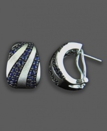 A hint of midnight blue adds nightly fun to these chic earrings. In sterling silver with round-cut sapphires (2-3/8 ct. t.w.); each measures approximately 1/2 inch long.