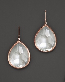 From the Rosé collection, large teardrop earrings with faceted clear quartz. Designed by Ippolita.