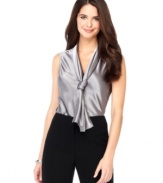 This chic tie-neck top is a sophisticated look for the office. Wear solo or pair with a matching jacket from Nine West's collection of suit separates.