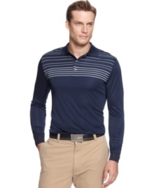 Navigate the course in comfort and style with this striped performance polo shirt from Greg Norman for Tasso Elba featuring PlayDry® technology.