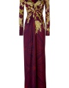 Colorful and bold, Matthew Williamsons mixed-print maxi dress makes a fun style statement, no matter if you dress it up or down - V-neckline, long sleeves, gathered front, hidden side zip - Form-fitting, floor-length - Team with everything from sandals and carryall totes to platform pumps and clutches