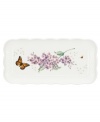 A taste of country living from Lenox. Crafted of elegant white porcelain with a whimsical springtime motif, this Butterfly Meadow Basket tray combines a scalloped edge and textured border for unparalleled charm. Qualifies for Rebate