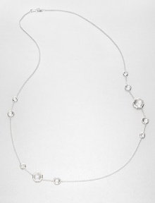 From the Rock Candy Collection. Small-to-large faceted stones of radiant clear quartz are intermittently dotted along a delicate sterling silver chain in this simple yet shimmering design.Clear quartzSterling silverLength, about 36Lobster claspImported