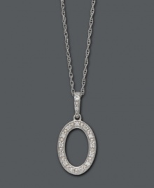 Spell it out in sparkle! This personalized initial charm necklace makes the perfect gift for Olivia. Features sparkling, round-cut diamond accents. Setting and chain crafted in 14k white gold. Approximate length: 18 inches. Approximate drop: 1/2 inch.