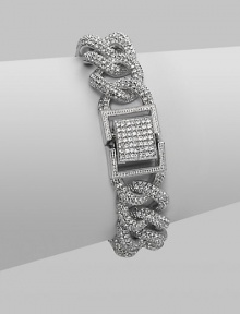 EXCLUSIVELY AT SAKS. Both bold and beautiful, this classic link chain is richly encrusted with micro pavé crystals. Crystal Rhodium plated Length, about 7½ Foldover clasp Imported