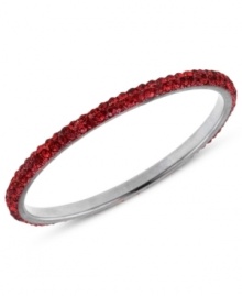 Make the day a red-letter one with this bangle bracelet from 2028. Crafted from silver-tone mixed metal, the bracelet dazzles with siam-tone glass stones for a stylish touch. Approximate diameter: 3 inches.