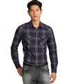 Saddle up to style with this handsome Western inspired plaid button down by Kenneth Cole New York.