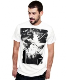 A funky graphic gives this Marc Ecko Cut & Sew tee a hip look.