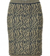 Chic knitwear gets a modern textural remix in Veronique Leroys beige and marine skirt, perfect for finishing fashion-forward lady-chic looks - Ribbed trim - Pair with a crisply tailored tops and platform pumps