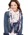 Spread your fashion wings with this darling printed scarf from American Rag. The colorful pattern features bird silhouettes for a unique, everyday accessory.