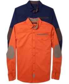 This Sean John shirt takes your boring button down and gives it a sleek modern style.